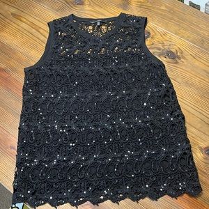 White House Black Market Black Lace Tank Top